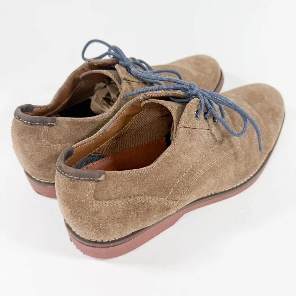 Crown & Ivy Leather Suede Oxford Shoes Men 8.5M Tan Derby Lace Up NWOT‎